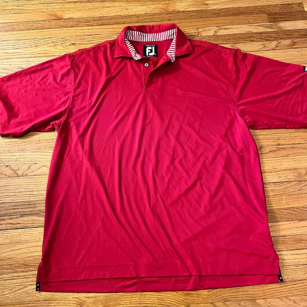 Footjoy Polo Shirt Mens XL Red Performance Golf Short Sleeve **